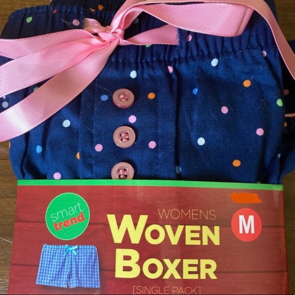 Woven Boxer Shorts Blue with Colorful Polka Dots Gift Womens Medium - Picture 2 of 6